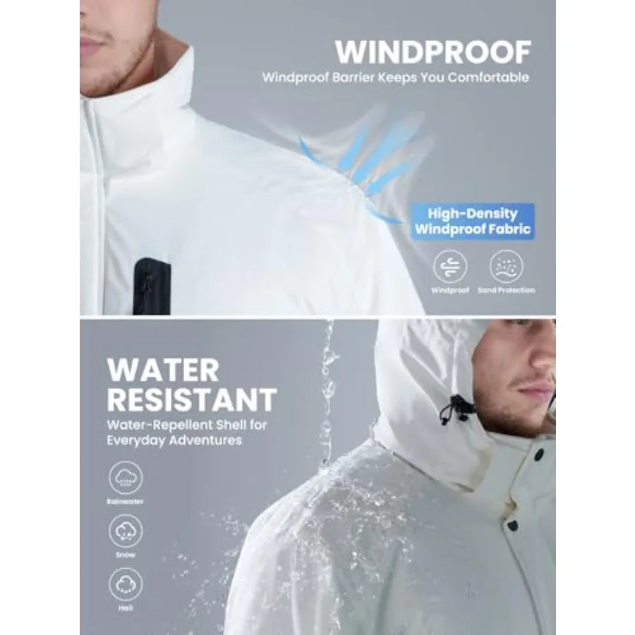 Men's Winter CoatsWater Resistant Warm Insulated Hooded Parka Jacket with Fleece Lined for Snow Ski