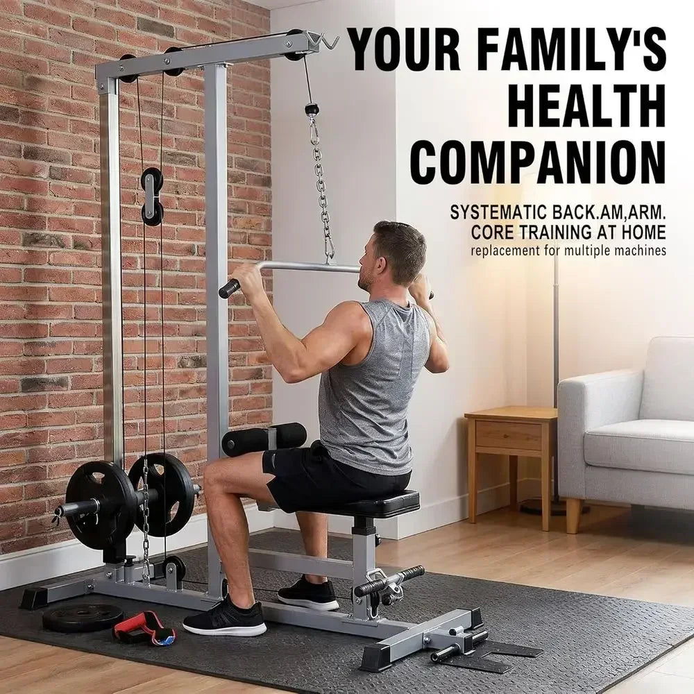 Lat Pulldown and Low Row Cable Exercise Machine for Full Body Strength Training