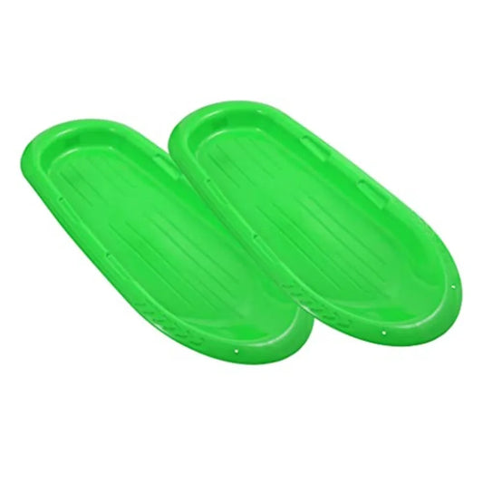 Toboggan Snow Sleds for and Adults 2 Pack Heavy Duty Plastic Sliders with Handles and Hole for Pull Ropes- Kid and Adult Winter