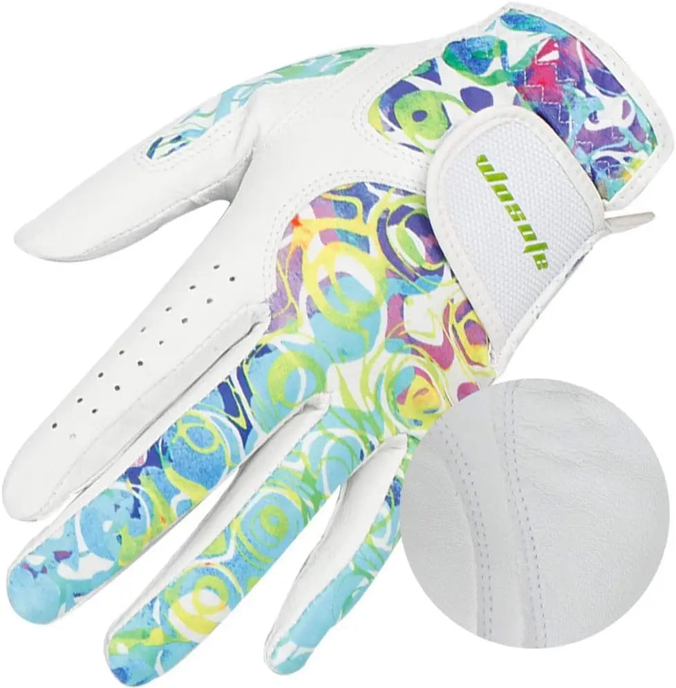 wosofe Golf Gloves for Women Ladies Soft Leather Accessories Breathable for Non Slip Gloves 1 Pair