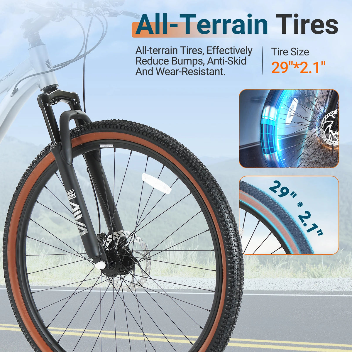 AIVA MT29FS2 29 Inch Hardtail MTB, 21 Speed Mountain Bike, Adult Bicycle, Lightweight Aluminum Frame, Suspension Fork, Front & Rear Disc Brakes