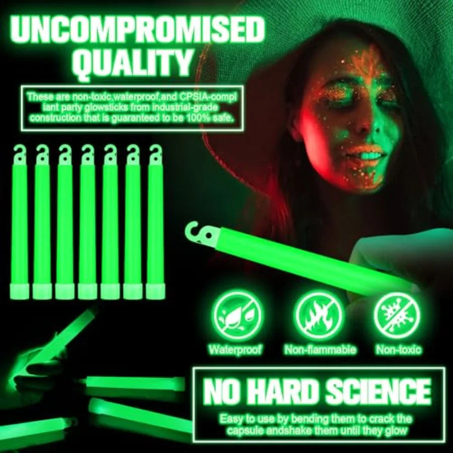 Sotiff Pcs Bright 6 Inch Large Glow Sticks Bulk Emergency Glow in The Dark Sticks with 12 Hour Duration for Camping Hiking Outd