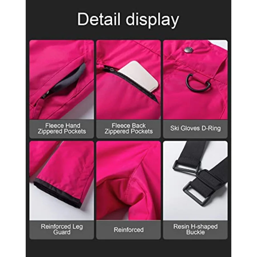 CREATMO US Women's Snow Pants Ski Bibs Waterproof Insulated Winter Snowboard