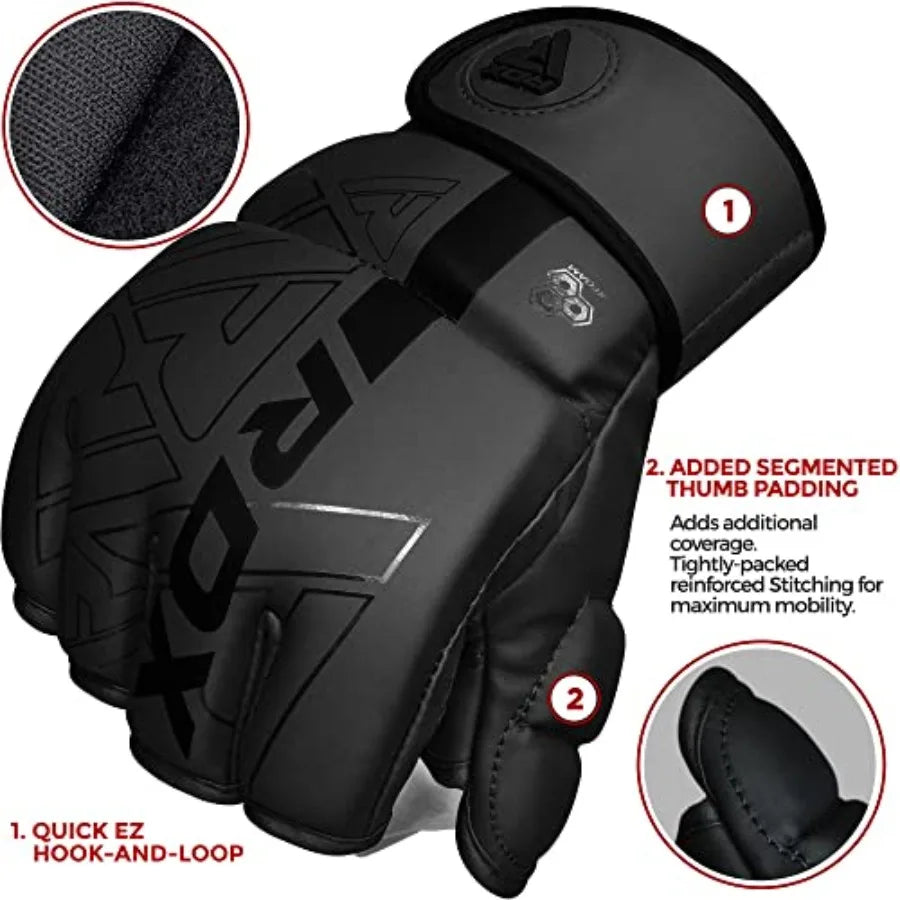 MMA Gloves Grappling Sparring, Pre-Curved Mixed Martial Arts Mitts Men Women Boxing Gloves, Maya Hide Leather Kara Cage Fightin