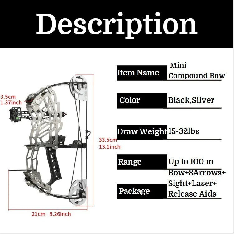 Archery Compound Bow 15-32lbs Adjustable for Beginners Right Hand Carbon Fiber Grip Arrows Youth Target Practice Archery Set