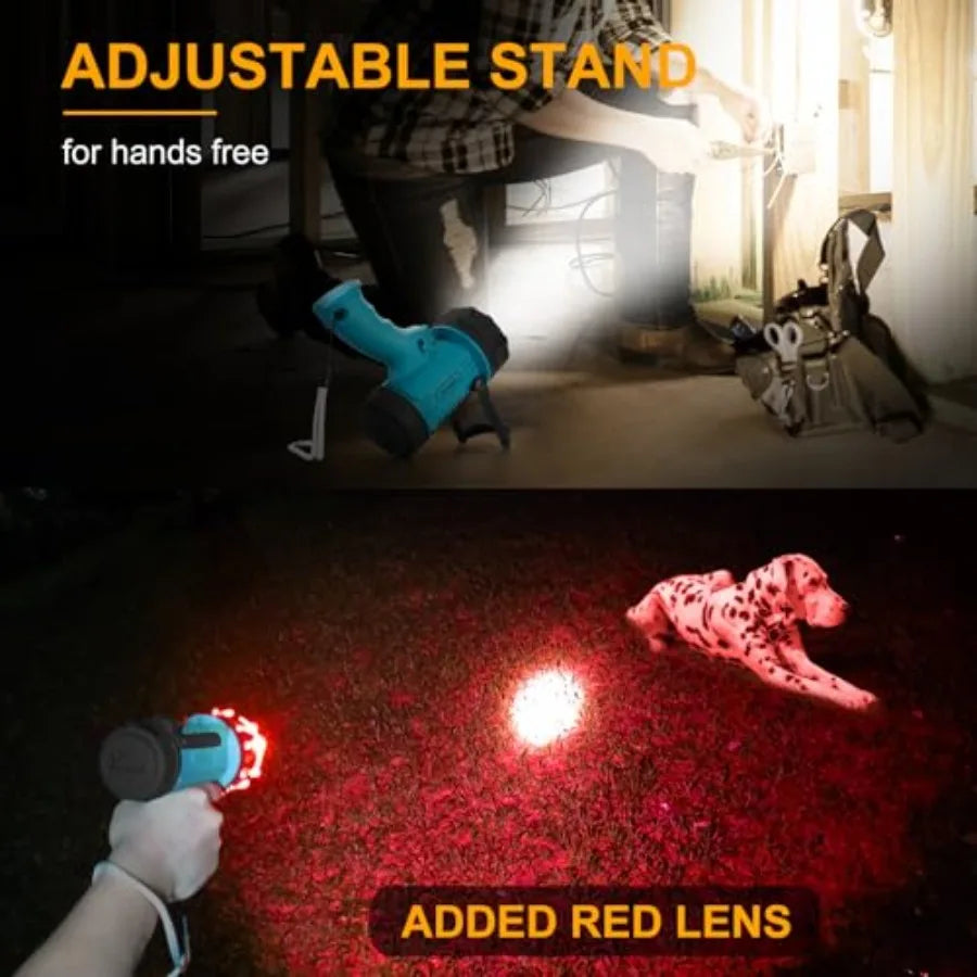 Rechargeable Spotlight Flashlight IP67 Waterproof with 1000, 000 Lumen LED, 12 Hours Long Running Spot Light, Impact Resistant