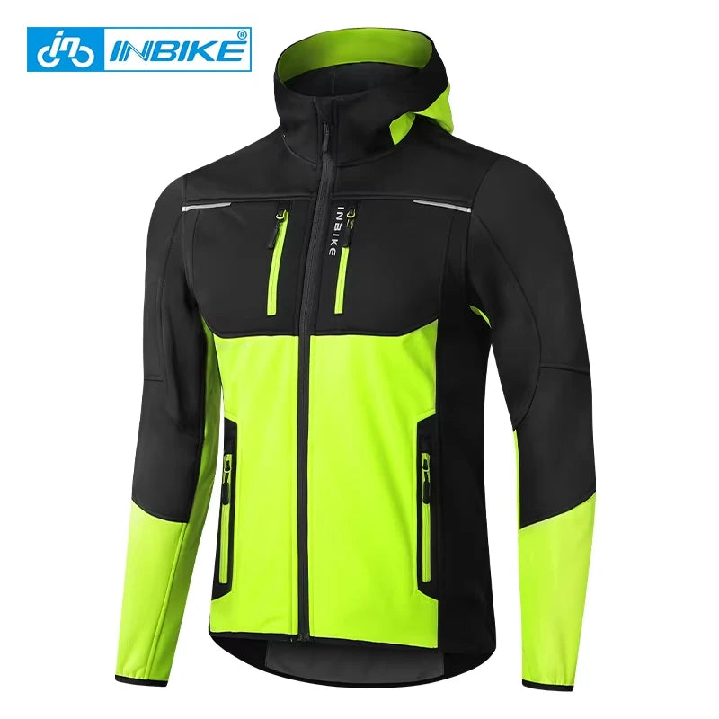 INBIKE Winter Men's Windbreaker Jacket Warm Polar Fleece Cycling Jackets With Pockets Waterproof Bicycle Jacket Clothing For Men