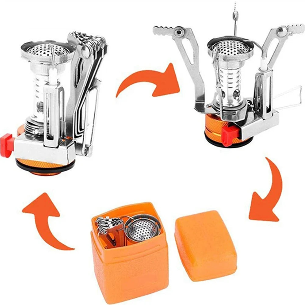 3000W Camping One-piece Gas Stove with Piezo Ignition Foldable Cooking Stove Tourist Camping Burners for Camping Hiking