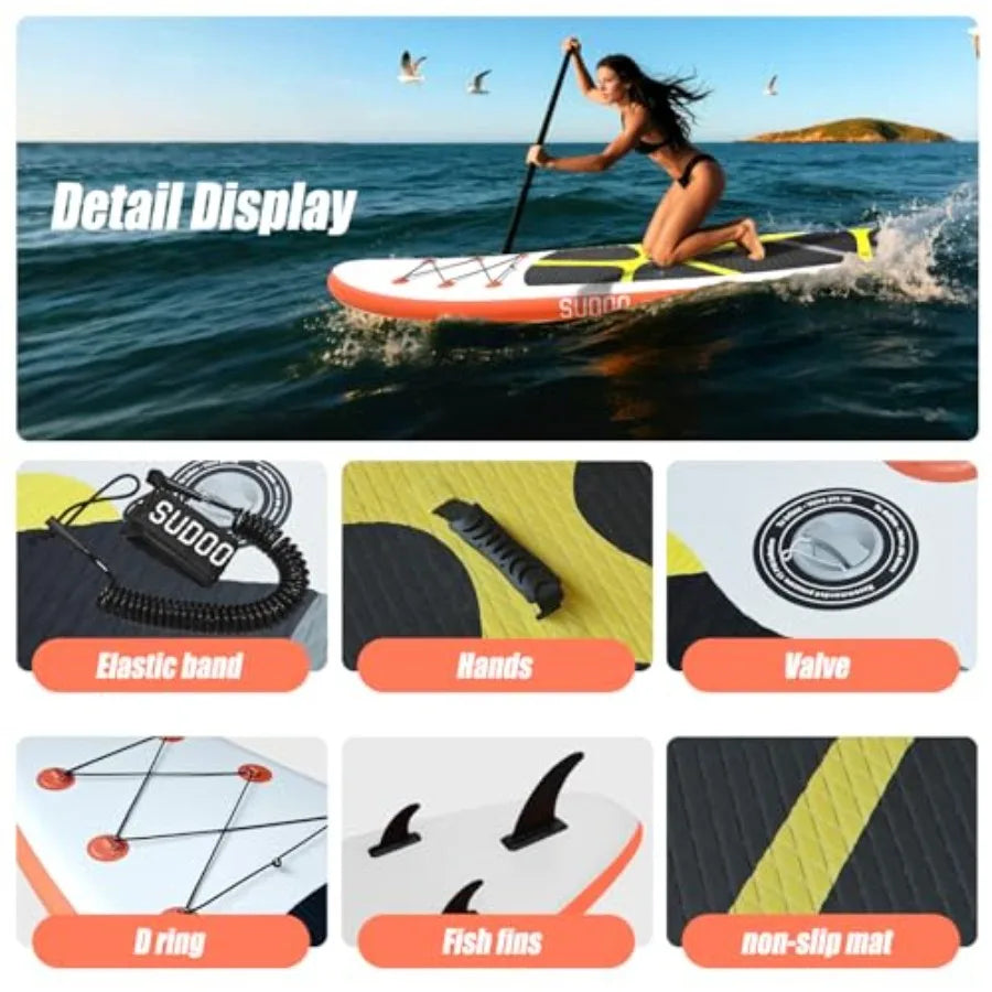 Inflatable Stand Up Paddle Board for outdoor water sports, PVC material, blue, 450LB weight capacity, wide stable non-slip EVA
