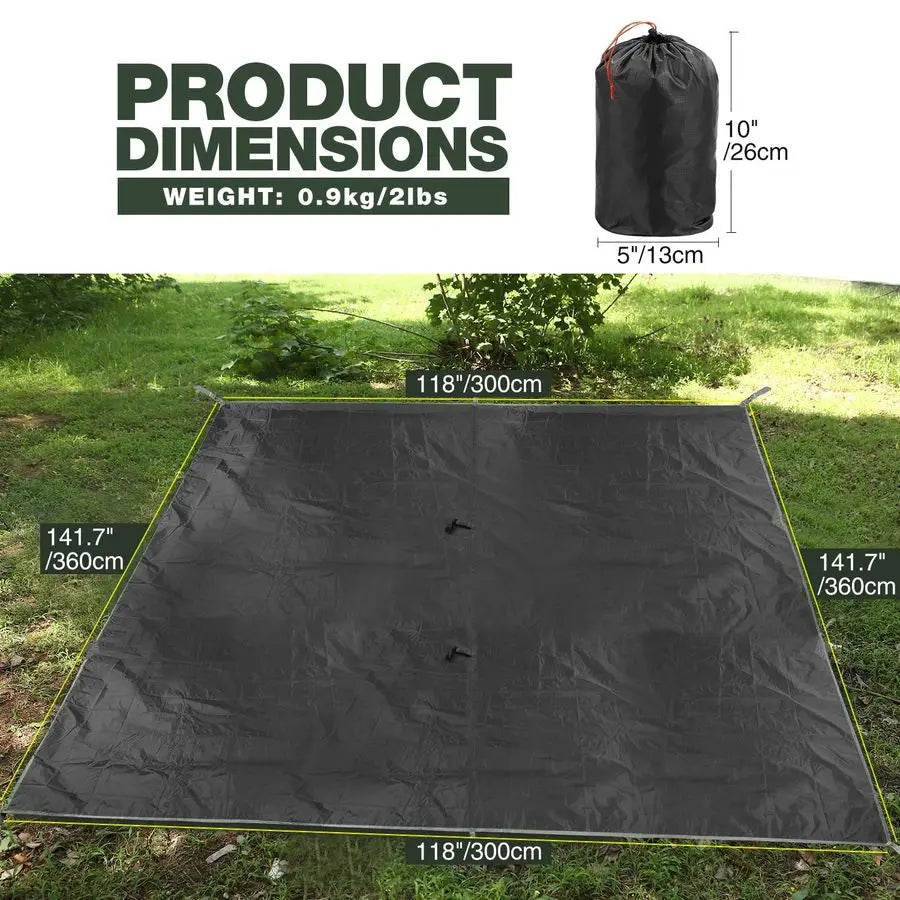 Hammock Rain Fly Camping Tarp Waterproof, 10x12ft Lightweight Backpacking Rain Tarp Shelter for Hiking Outdoor, Black
