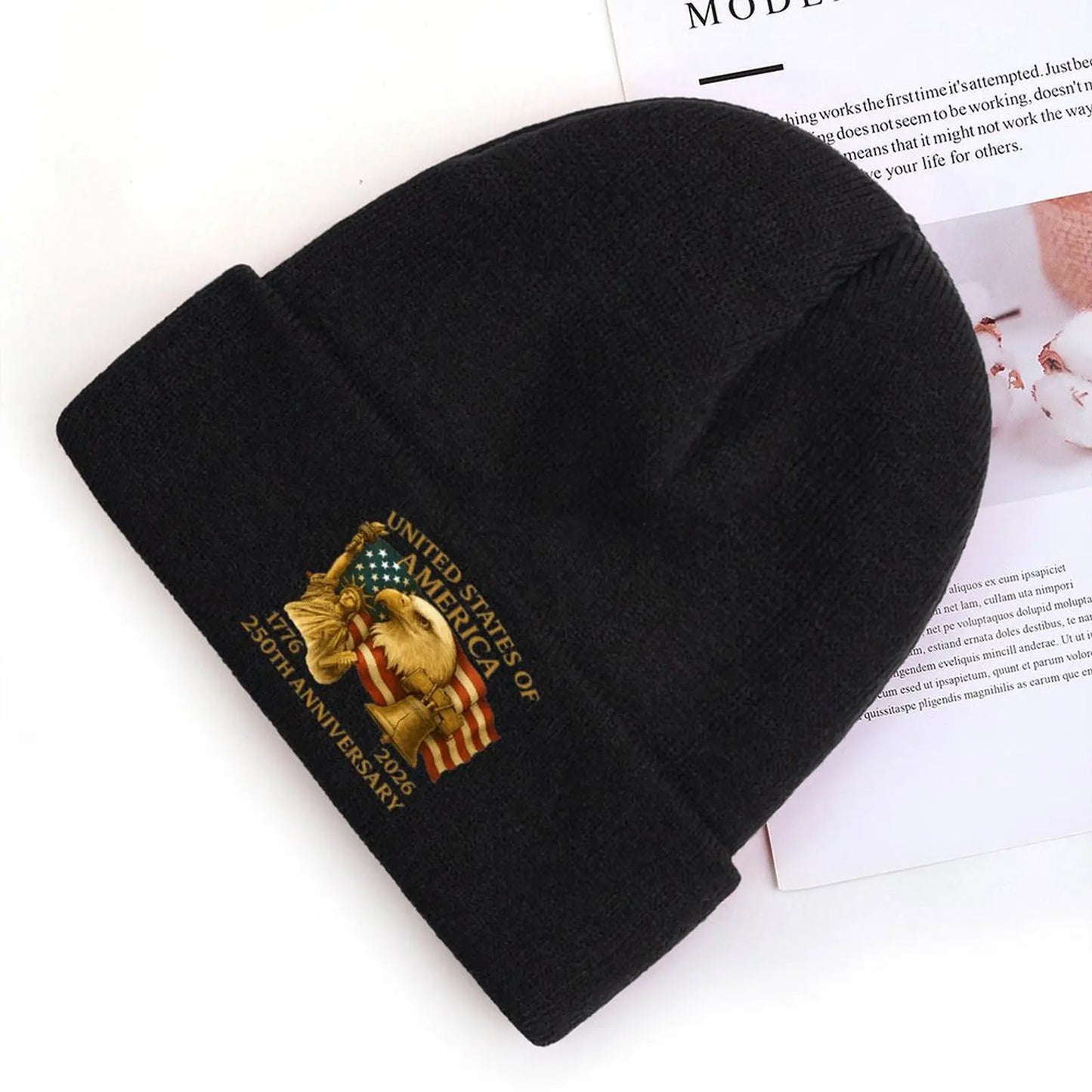 250th Anniversary United States Design Beanie, Independence Theme Hat for Women Men, Anniversary Celebration Accessories