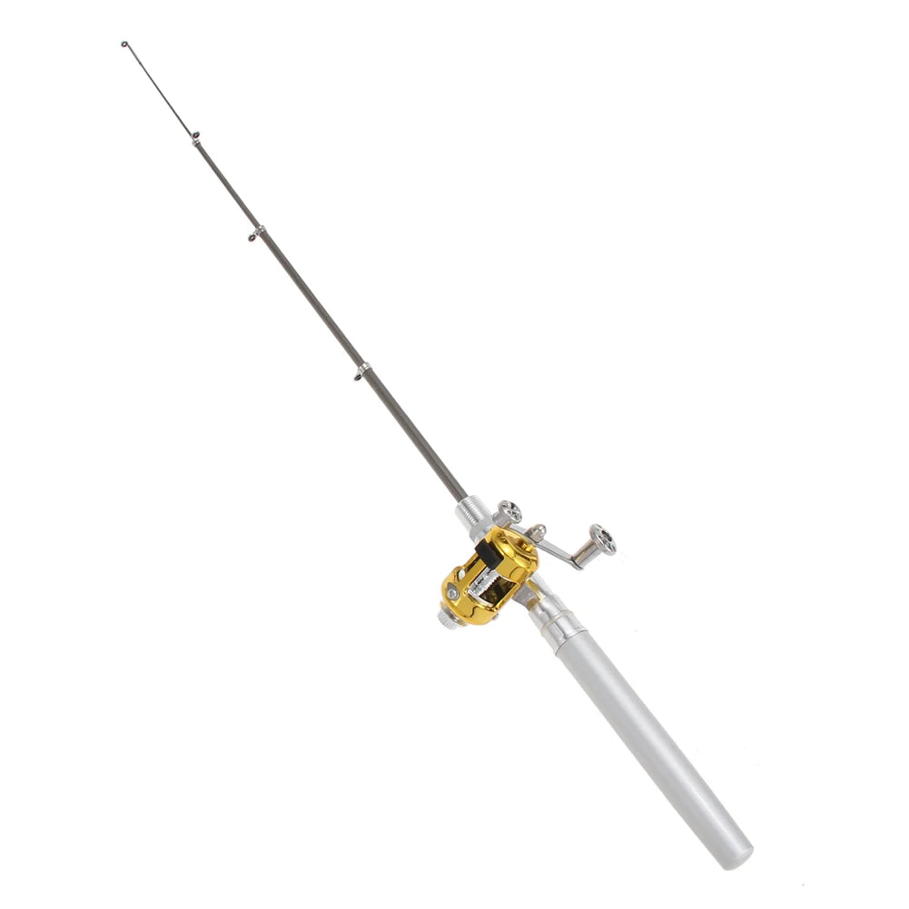Fishing Rod Reel Combo Set Mini Telescopic Pocket Pen Fishing Rod Pole Fish Rod+Reel Pen Fishing Pole Kit Fishing Tool