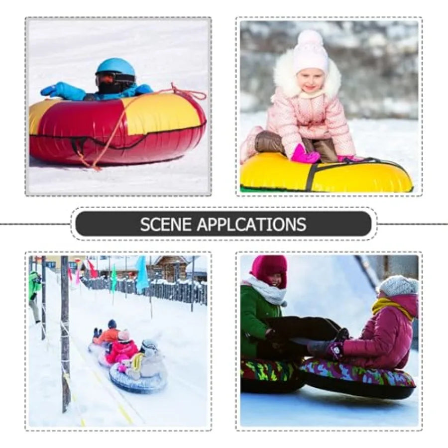 Inflatable Snow Sled Inner Tube 100cm Heavy-Duty Thickened Butyl Rubber Skiing Accessory Portable Snow Tube for Winter Sledding