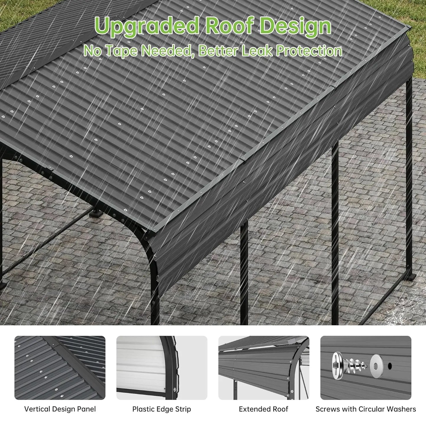 10x15FT Metal Carport, Heavy Duty Frame with Updated Galvanized Steel Roof, Enhanced Base, Outdoor Garage Car, Customized