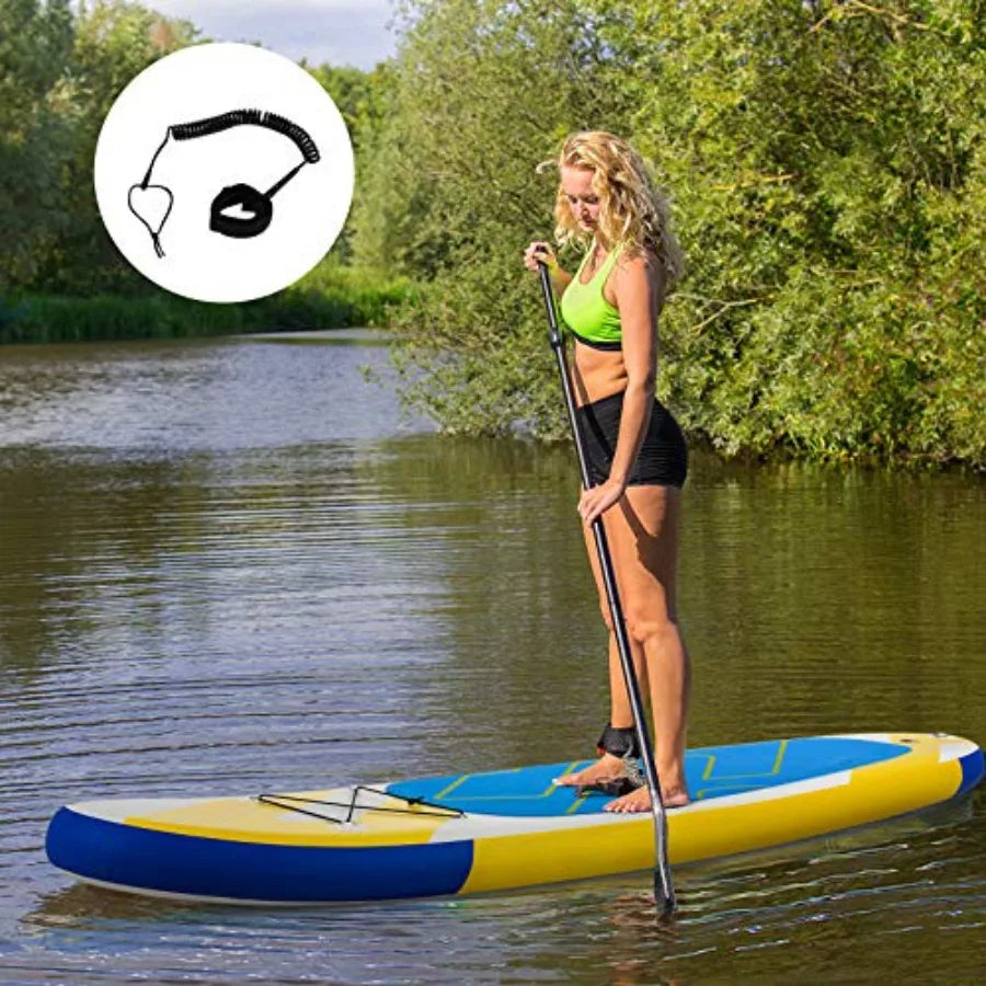 Inflatable Stand Up Paddle Board for surfing yoga and fishing; PVC material; blue; lightweight non-slip deck 3 fins included ba