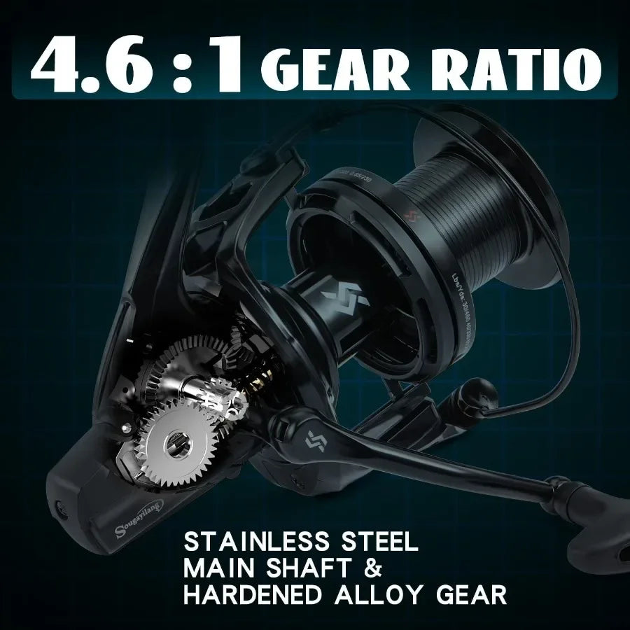 Saltwater Spinning Reel for Big Game and Surf Fishing Up to 38LBs Max Drag Graphite Frame with 4.6:1 Gear Ratio Heavy Duty Desi