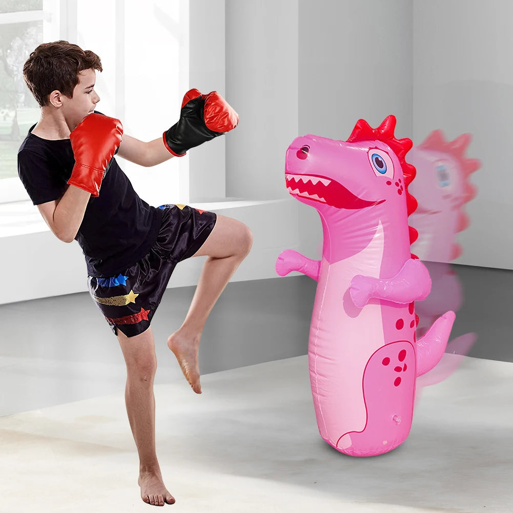 Inflatable Punching Bag Leakproof Inflatable Dinosaur  Tumbler Punching Bag PVC Tumbler Sandbag for Karate Taekwondo MMA