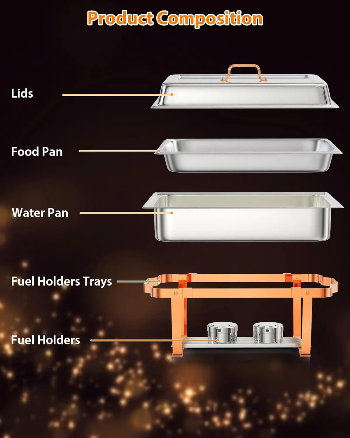 Chafing Dishes for Buffet,Rectangle Chafing Dishes Buffet Set,Stainless Steel Chafer and Food Warmer for Party wedding