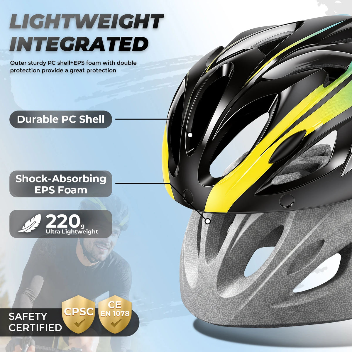 VICTGOAL Bike Helmet with Light and Goggles for Adults Lightweight MTB Road Bicycle Helmets for Men Women Cycling Ebike Scooter