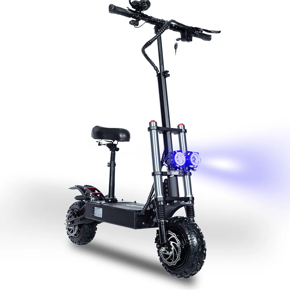 6000W 60V 40Ah 11 inch off-road tyre Kick scooter dual motors removable seat hydraulic shock absorption Folding Electric Scooter