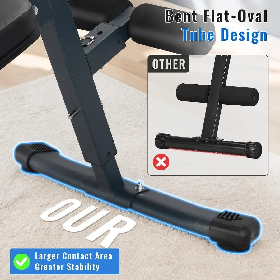3-Level Adjustable Sit-Up Bench for Abs – Heavy-Duty Steel Frame, 500 lb Capacity, Space-Saving Design for Home Gym Workouts
