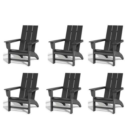 Poly Lumber Adirondack Chairs Set of 6, All-Weather Resistant Outdoor Patio Chairs, Look Like Wood, Pre-Assembled, Customized