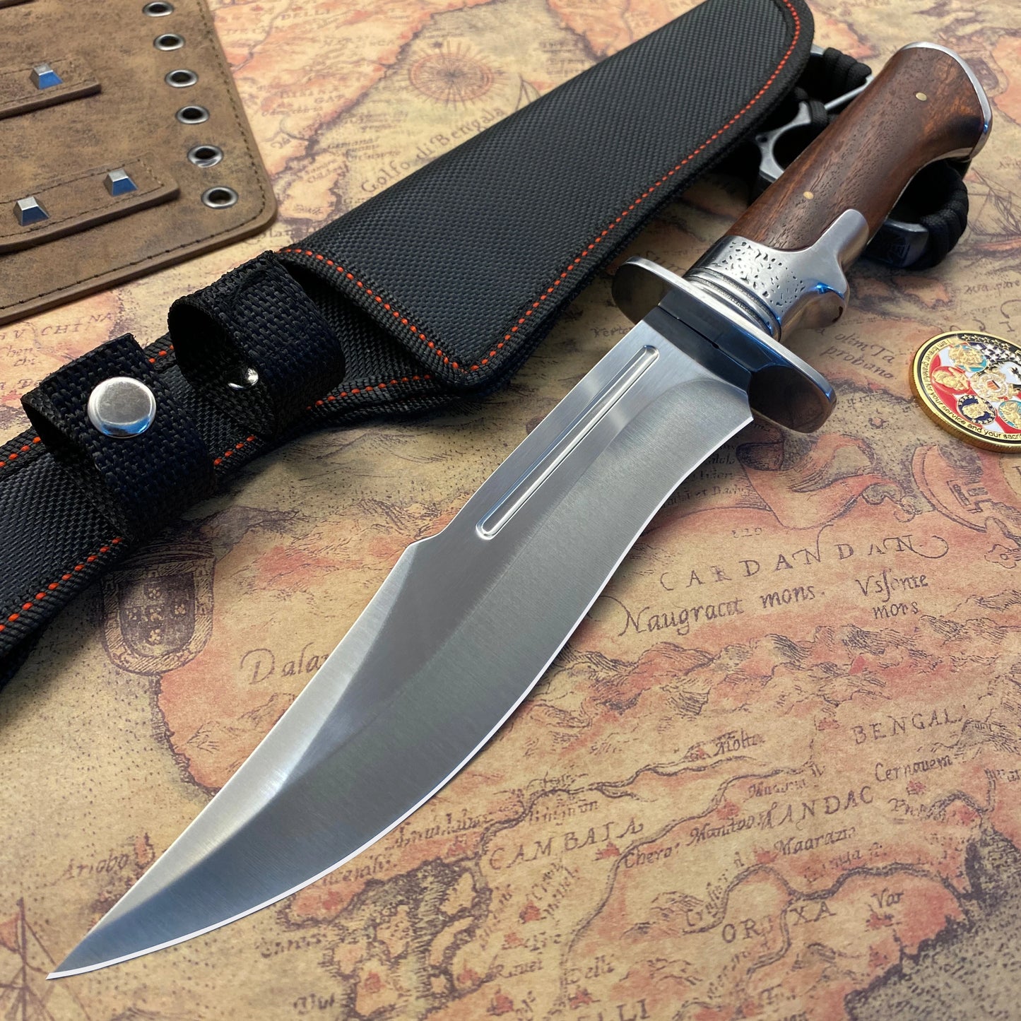 Tactical knife, hunting knife, survival knife, full handle fixed blade knife | Sharp edge exposed | Camping survival tactical