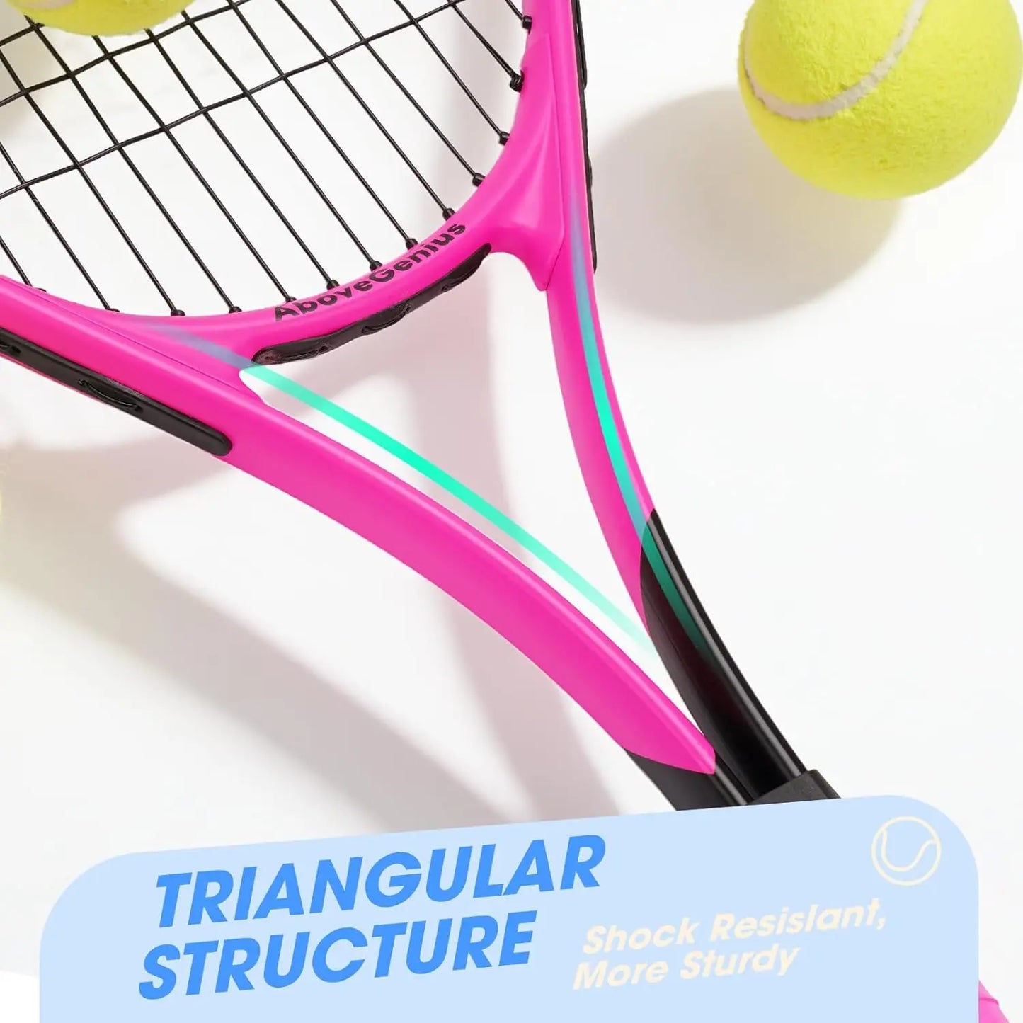 Neon Tennis Rackets 2 Pack for Adults - Lightweight Aluminum Set with Balls & Bag, High-Visibility Finish for Beginners