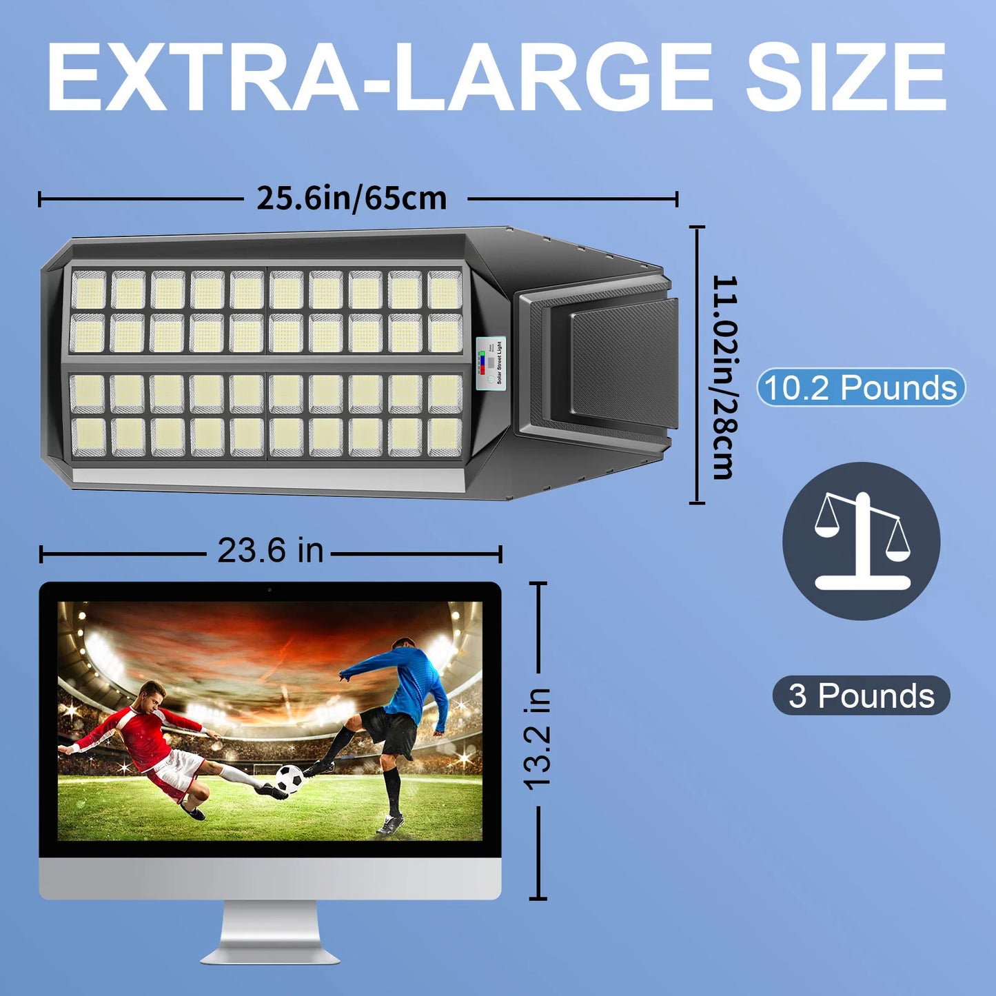 8000W Extra-Large Super-Bright Outdoor Solar Street Light, LED with Motion Sensor, IP65 Waterproof for Commercial Lighting