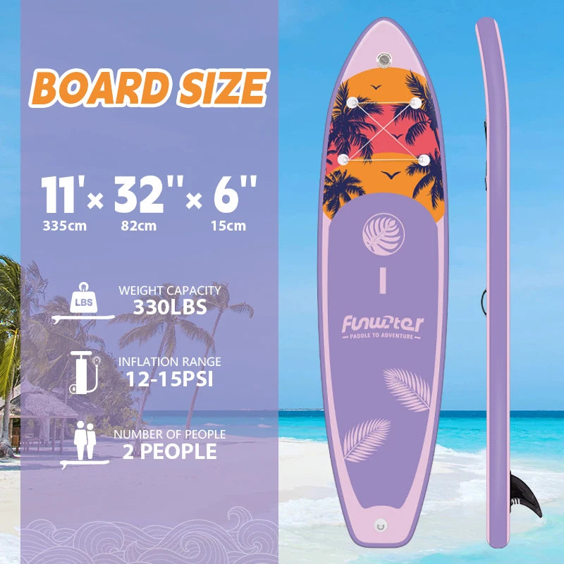FUNWATER Inflatable Paddle Board Stand-Up Paddle Board Surfboard Ultra-Light for All Skill Levels With SUP Accessories