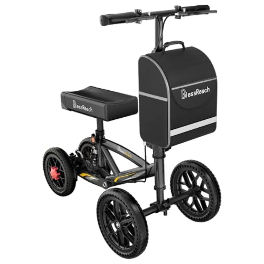 All Terrain Foldable Knee Scooter Walker for Foot Injuries and Recovery - Compact Lightweight and Economical Alternative to Cru