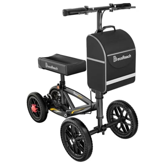 All Terrain Foldable Knee Scooter Walker for Foot Injuries and Recovery - Compact Lightweight and Economical Alternative to Cru