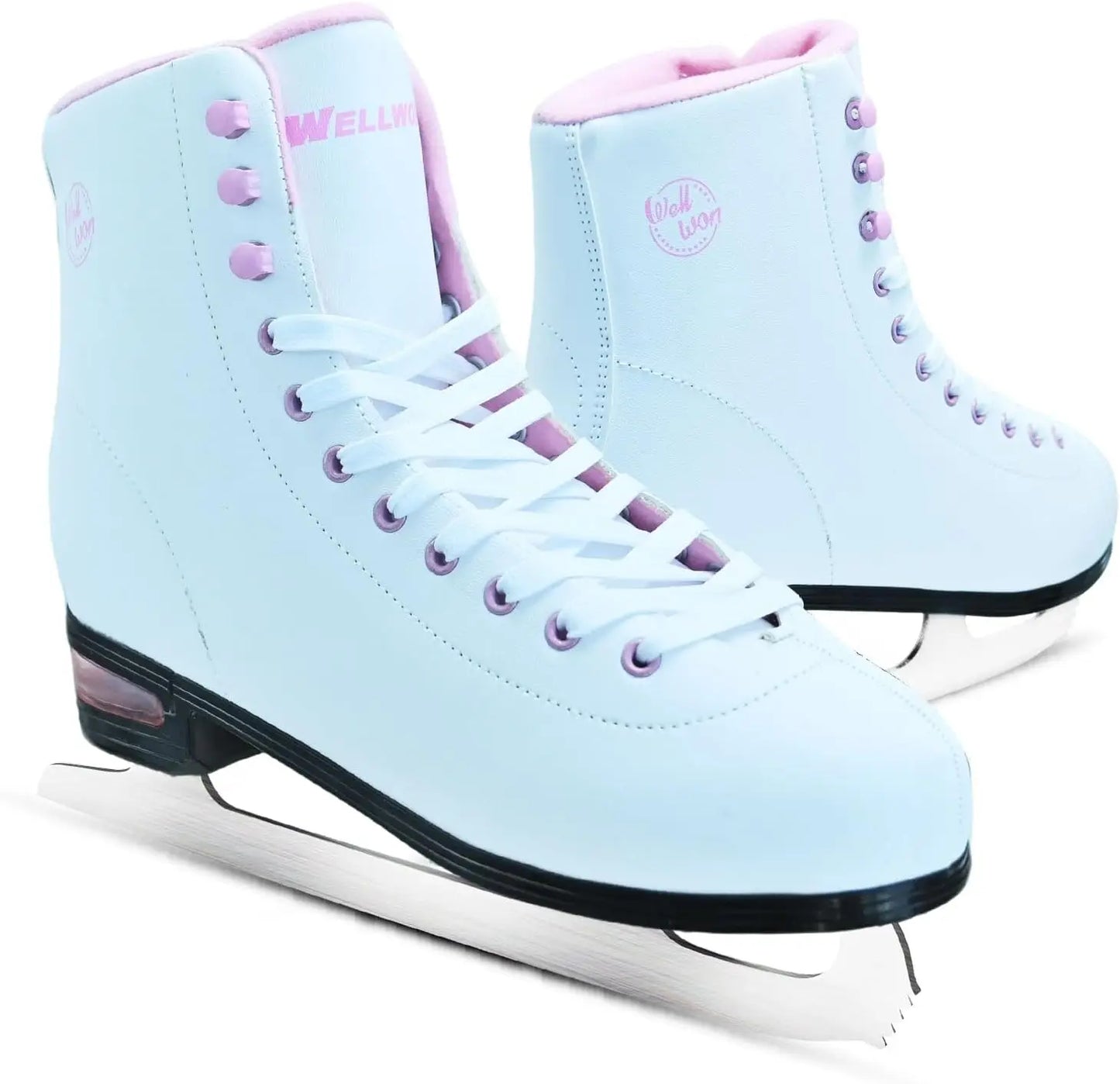Women's Figure Ice Skates with Air Cushion, White Classic Design for Indoor & Outdoor Use, Sizes 5-10.5