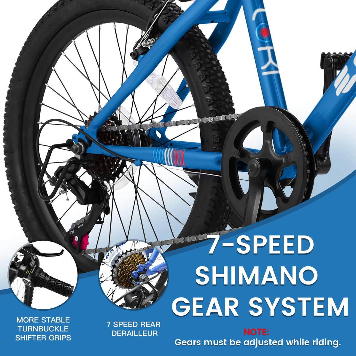 20 Inch Kids' Mountain Bike Ages 5-10, 7-Speed Children's Day Gifts Bicycles for Boys Girls Present, Outdoor Cycling City Bikes