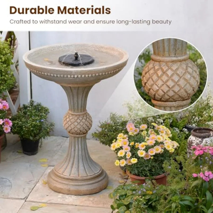 24.02H Outdoor Water Fountain with LED Lights Italian Resin Garden Fountain for Patio Yard Weather-Resistant Cascading Waterfal