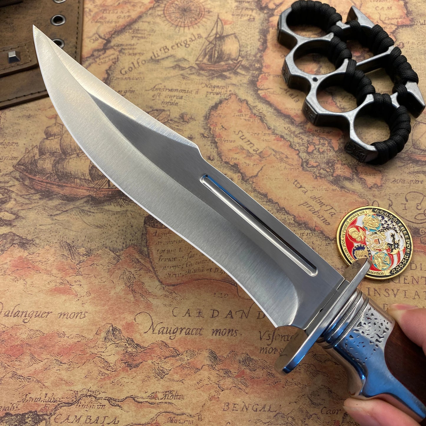 Tactical knife, hunting knife, survival knife, full handle fixed blade knife | Sharp edge exposed | Camping survival tactical