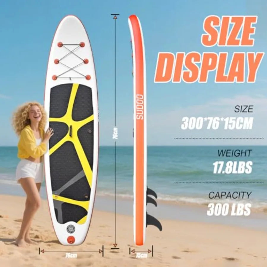 Inflatable Stand Up Paddle Board for outdoor water sports, PVC material, blue, 450LB weight capacity, wide stable non-slip EVA