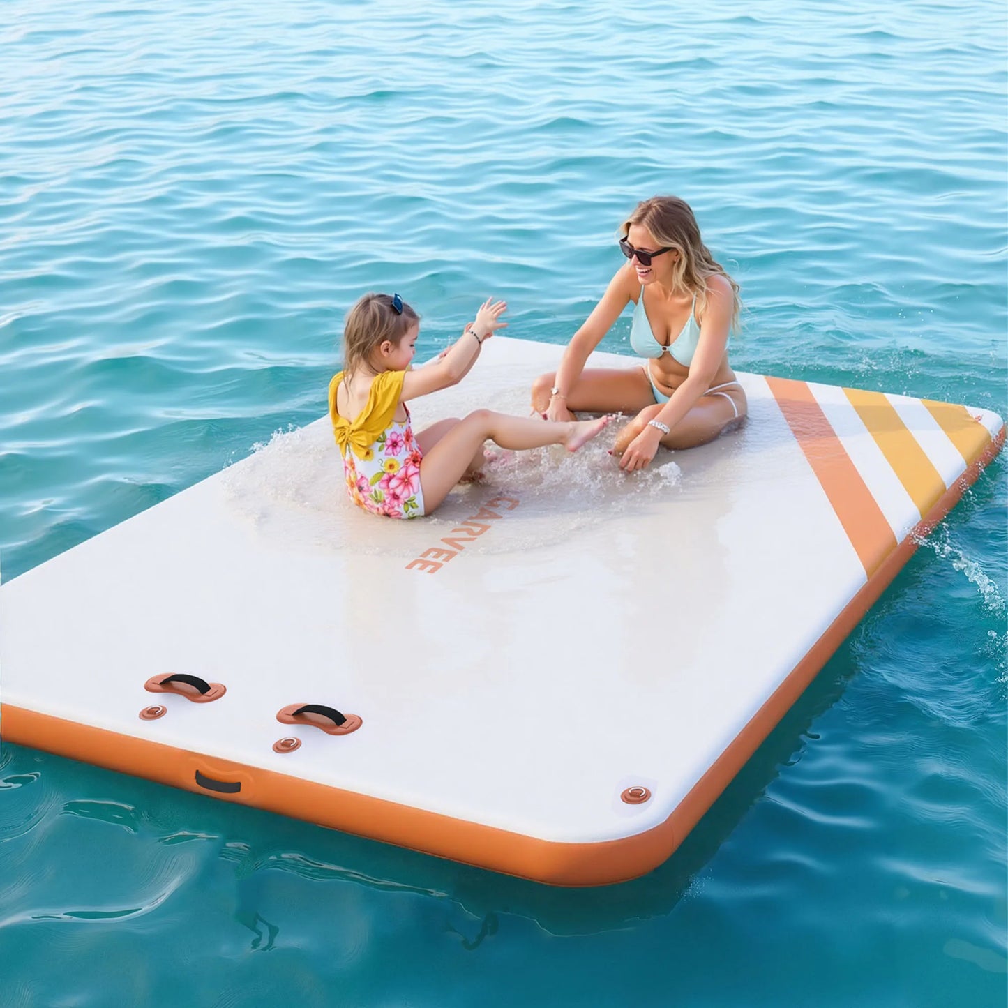 Portable Inflatable Floating Dock Platform Non-Slip Heavy-Duty PVC Water Mat with Carry Bag & Air Pump, Ideal for Lake Pool Beach Fishing Lounging