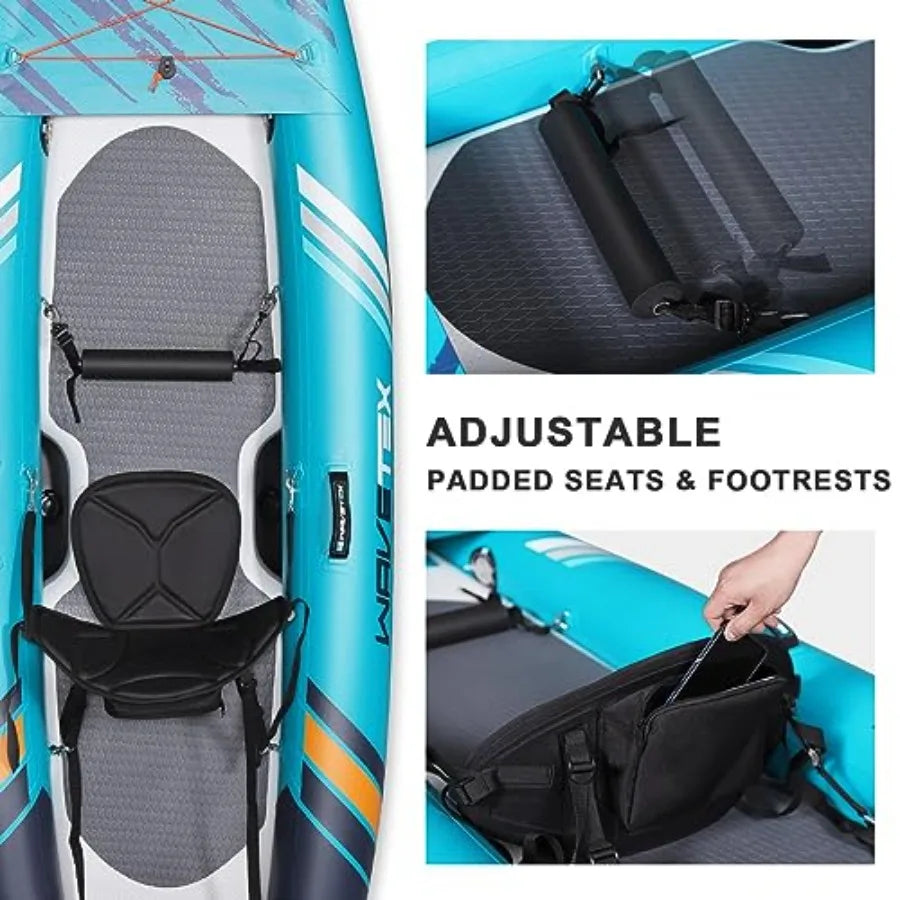 Inflatable Kayak Lightweight and Durable Foldable Kayak for Adults Paddling on Rivers Lakes and Coastal Waters in Blue with Hig