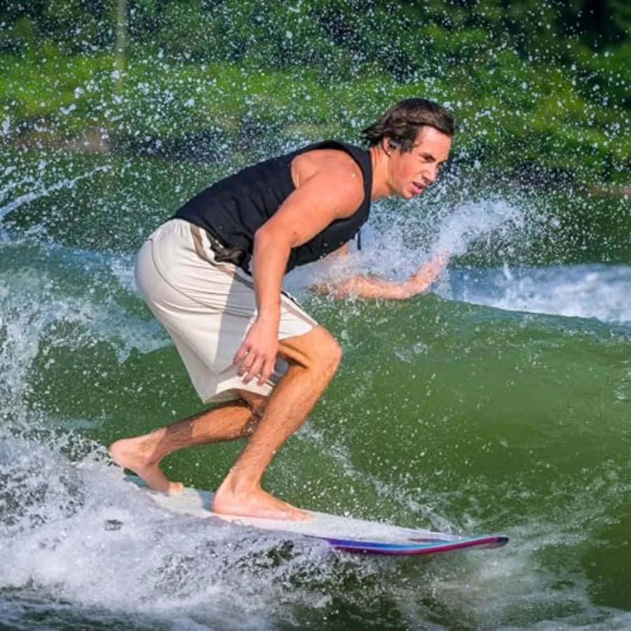 Landlock Longboard-Inspired Wake Surf Board 5'9 for Beginners to Intermediate Riders Catching All Waves Behind the Boat Blue