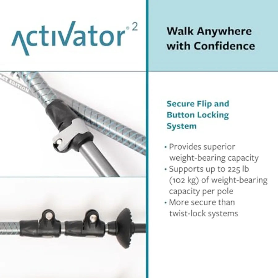 ACTIVATOR 2 Walking Poles 1 Pair CoreGrip for Stability Weight-Bearing Recovery Core Strength Adjustable Collapsible Lightweigh