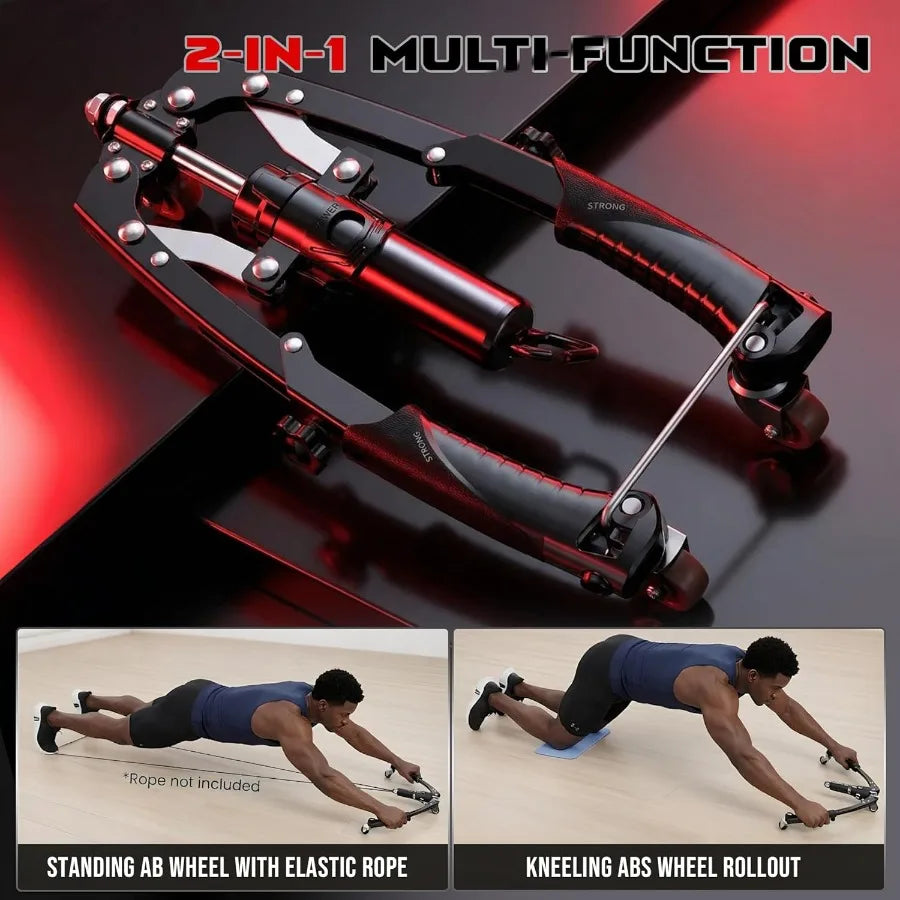 3-in-1 Hydraulic Chest Press Machine with Ab Roller Power Twist Workout Equipment for Home Gym Black Steel Frame Durable and Co
