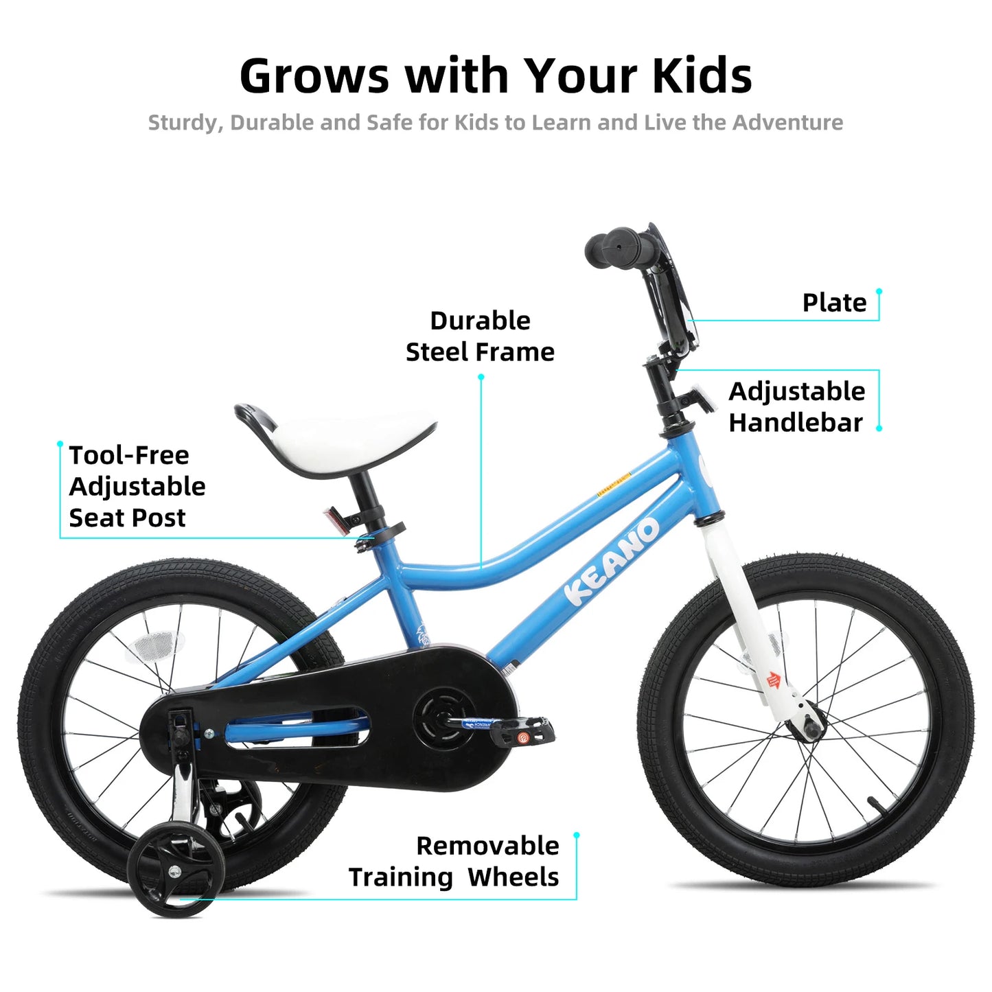 KEANO Kids Bike for Boys Girls Ages 3-12 Years Old, 12-20 Inch BMX Style Bikes with Training Wheels, Kids' Bicycle for Toddlers