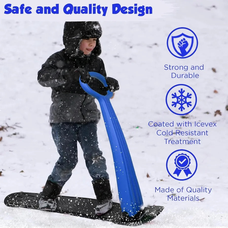 Lightweight Compact Foldable Winter Ski Scooter Snow Sled for Ages 4+ Outdoor Downhill Cold Resistant with Slippery Racer Desig