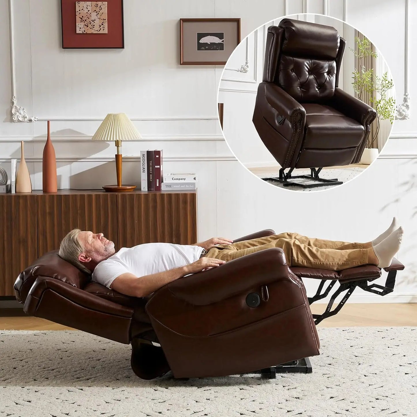 Power Lift Recliner Chair for Elderly with Adjustable Headrest,Electric Lift Chair with Massage and Heat, Lay Flat, Customized