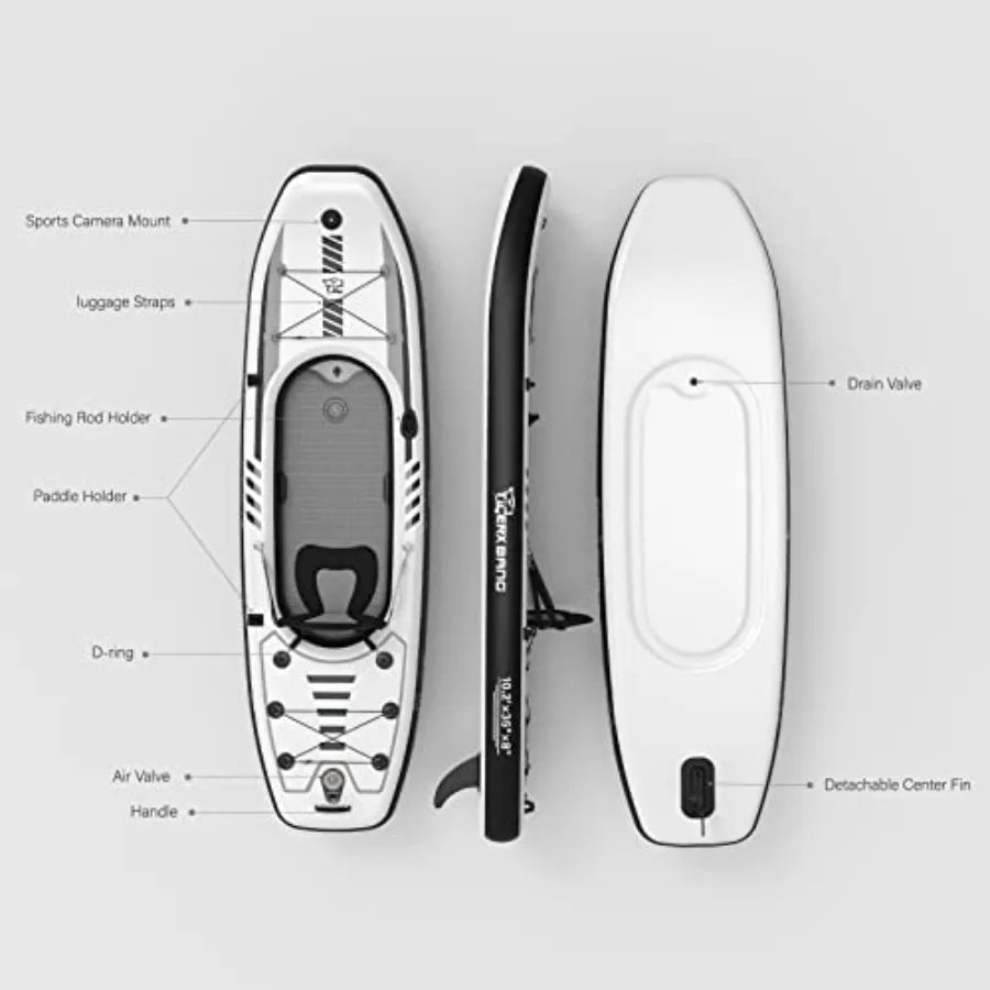 Inflatable Kayak For Fishing And Touring, Pvc Material, Blue Color, Lightweight And Portable With Detachable Seat