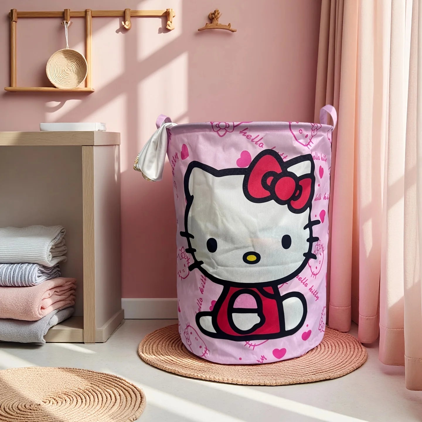 Sanrio Laundry Basket - Cartoon Folding Storage Basket, Sturdy Handle, Portable, Can Store Dirty Clothes and Toys, Durable