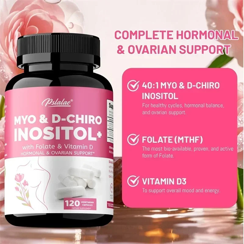 MYO & D-CHIROINOSITOL - Supports Hormone Balance, Healthy Cycles, Female Ovarian Health, and Boosts The Immune System - 120pcs