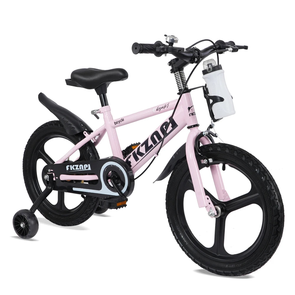 Ye FKZNPJ 16-Inch Kids Bike - High Carbon Steel Frame, Magnesium Alloy Wheels, Night Glow Training Wheels, Adjustable Seat, Water Bottle - Bicycle for Girls & Boys Ages 3 - 9, Toddler Bike