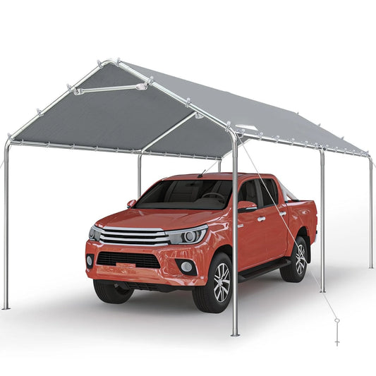 10x20 ft Heavy Duty Carport Canopy Galvanized Car Tent Outdoor Garage Boat Shelter with Reinforced Structure, No, Customized